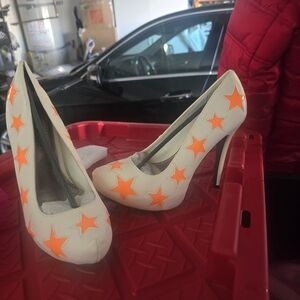 Anne Michelle Cream Heels with Orange Stars